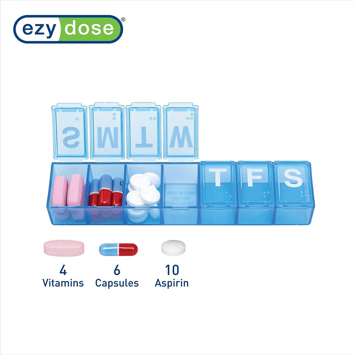 Ezy Dose Weekly (7-Day) Pill Organizer, Vitamin and Medicine Box, Medium Compartments, Colors may vary, Made in the USA - Image 3