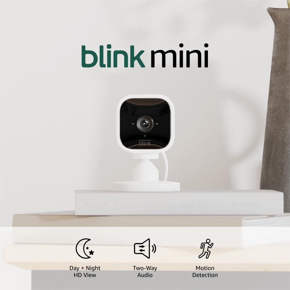 Blink Mini - Compact indoor plug-in smart security camera, 1080p HD video, night vision, motion detection, two-way audio, easy set up, Works with Alexa – 2 cameras (White) - Image 5