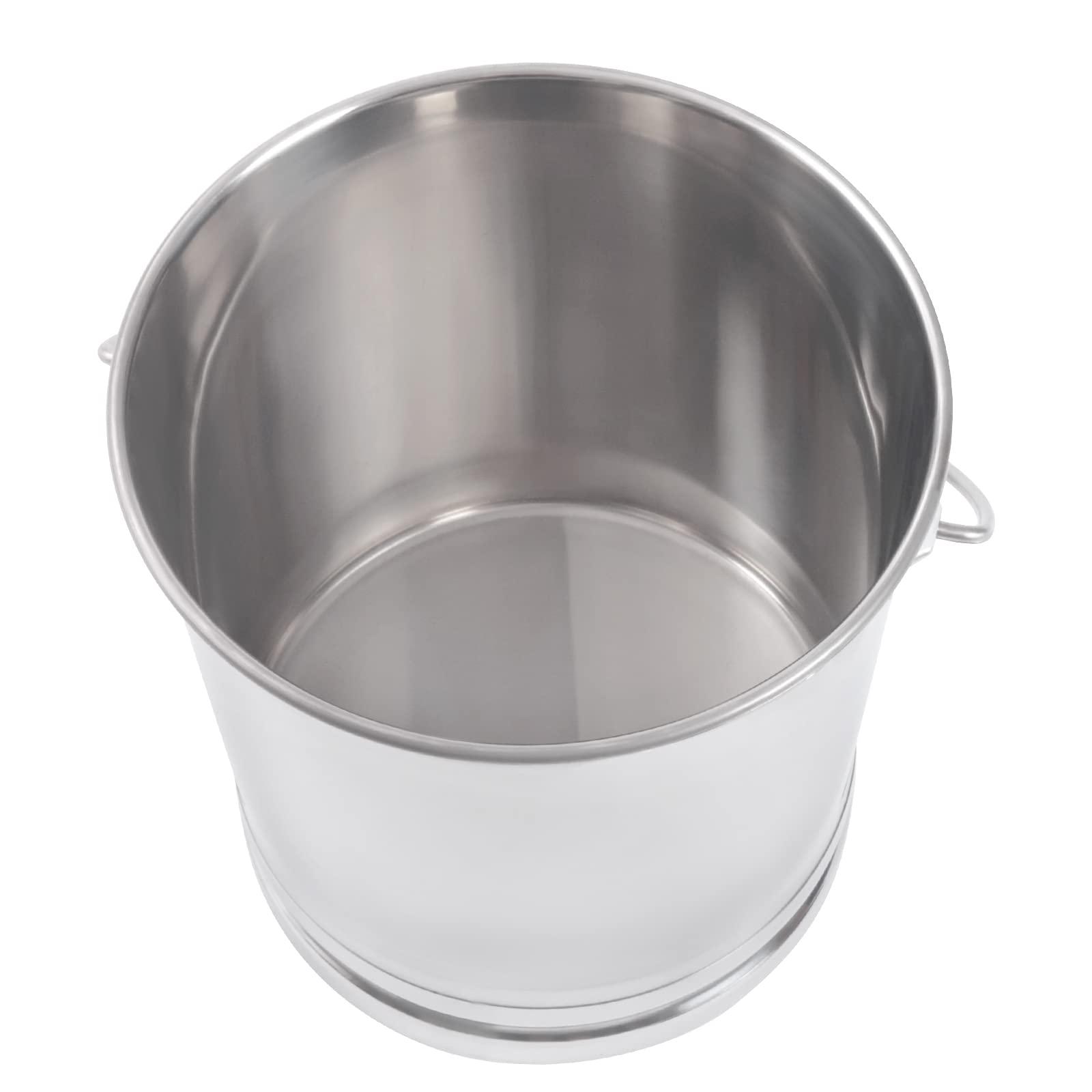 8L/8.5 Qt Stainless Steel Bucket Milk Metal Pail Compost Bucket with Lid & Handle, Kitchen Compost Bin Scrap Food Waste Scrap Slop Storage Buckets Container Garbage Pail, Open Lip Edge - Image 4