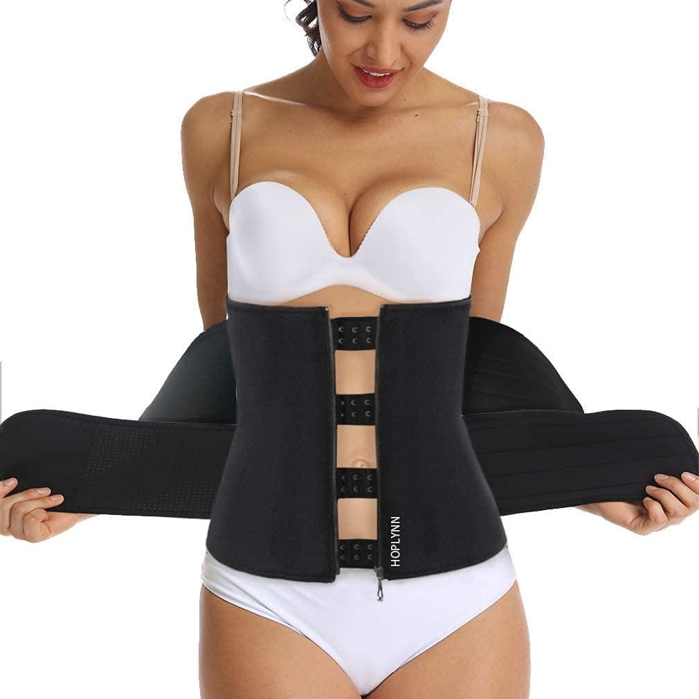 HOPLYNN Sweat Waist Trainer for Women Two Belts, Neoprene Workout Corset Waist Trainer Cincher Trimmer Shaper Zipper - Image 2