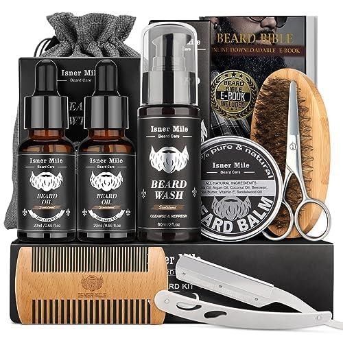Isner Mile Beard Grooming Kit for Men: Trimming Sets with Beard Wash/Shampoo - Oil - Balm - Brush - Comb - Scissors & Storage Bag, Valentines Birthday Fathers Gifts for Dad Men Husband Boyfriend - Image 9