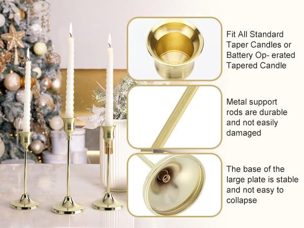 Tunyet Candlestick Holders 6PCS, Metal Taper Candle Holder, Gold Candle Holders for Pillar Candles, Candle Holder for Halloween Decorations - Image 4