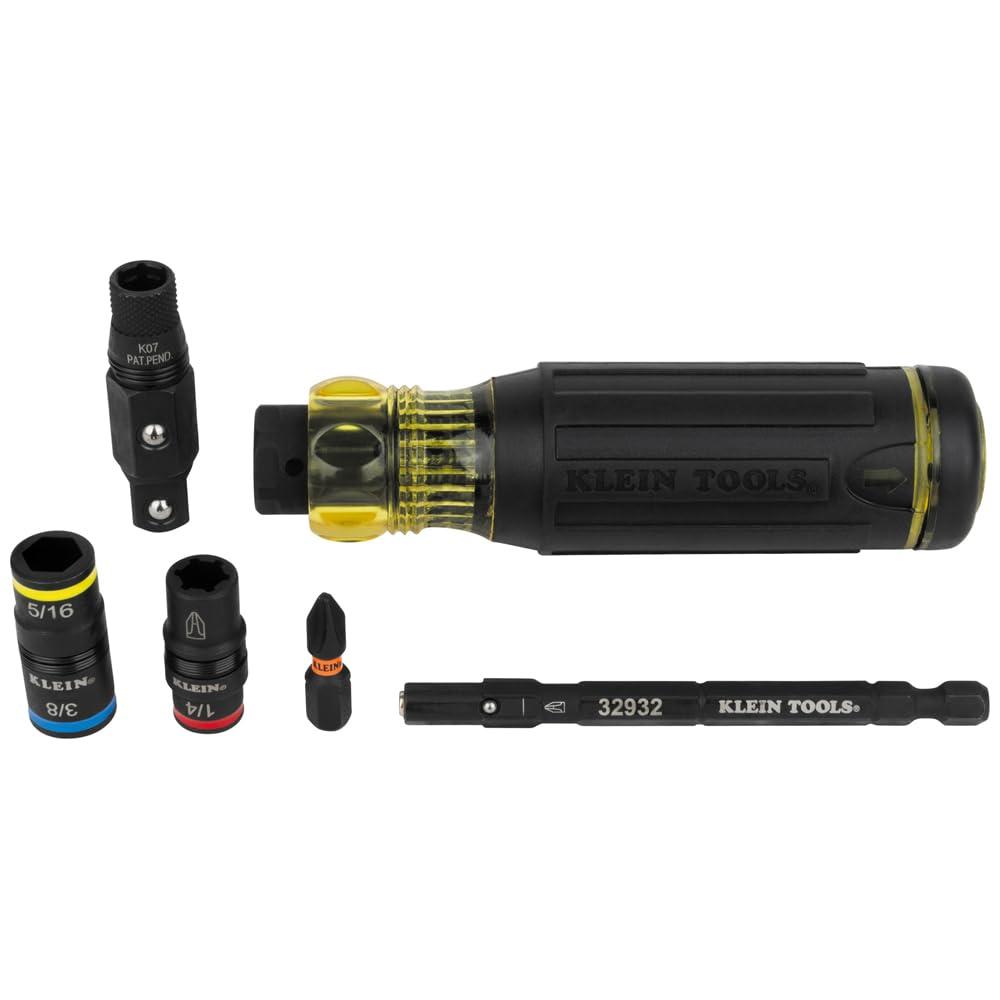 Klein Tools 32517HD KNECT 17-in-1 Impact-Rated Hybrid Screwdriver/Nut Driver, Magnetic, Flip Socket, 11 Bits, 3 Nut Drivers, Bit Holder, Square Adapter - Image 4