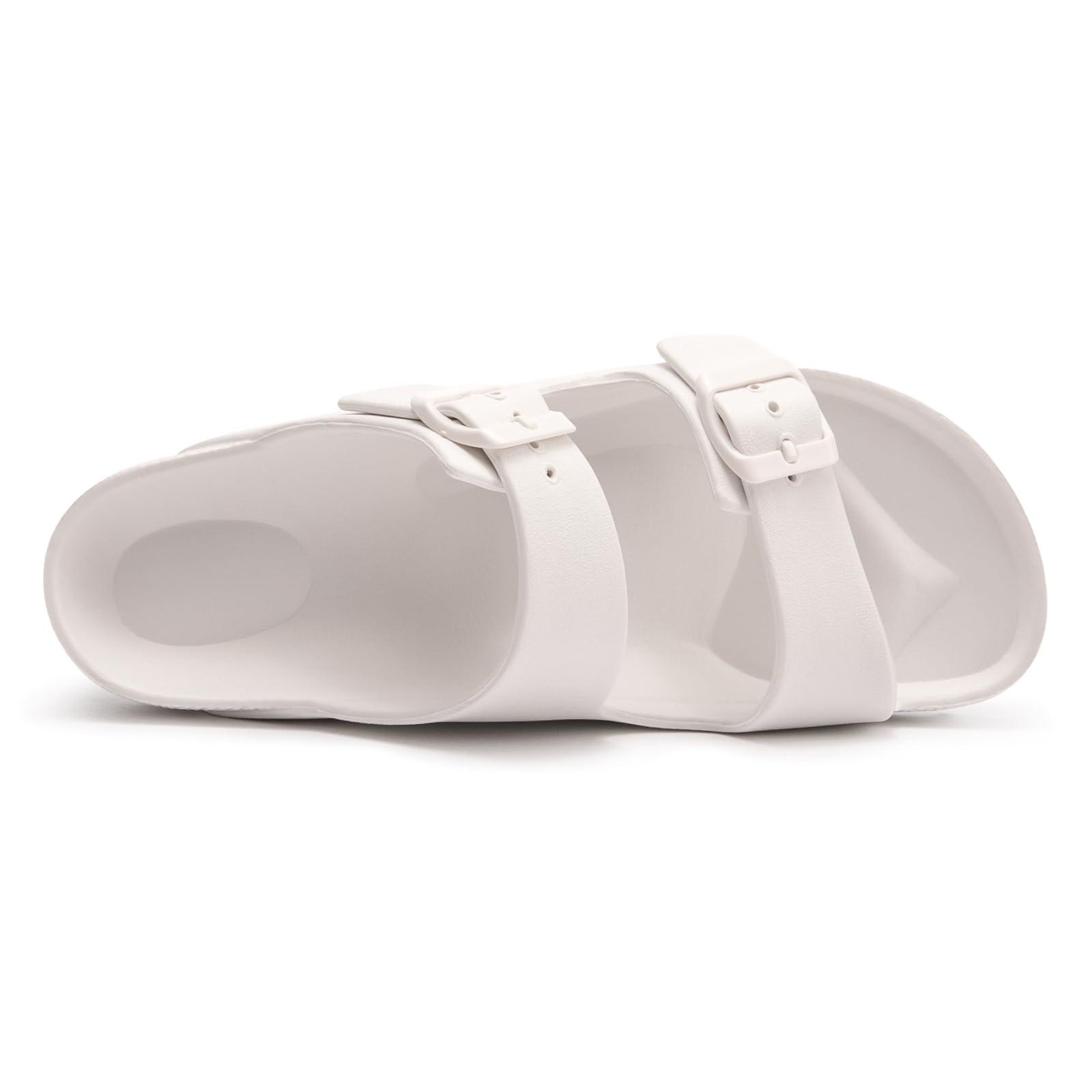 FUNKYMONKEY Women's Comfort Slides Double Buckle Adjustable Plastics Flat Sandals - Image 4