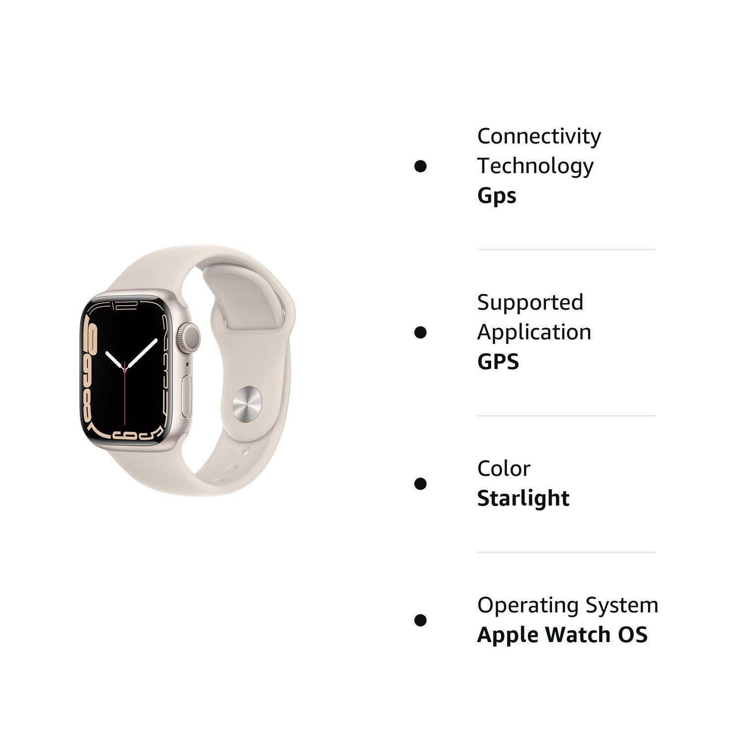 Apple Watch Series 7 (GPS, 41mm) Starlight Aluminum Case with Starlight Sport Band, Regular (Renewed) - Image 7