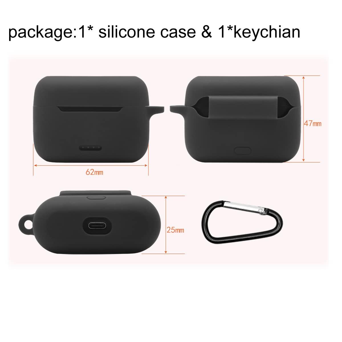 Claiol Silicone Case for TOZO NC2, Premium Shockproof Protective Case Cover with Keychain. (Black) - Image 6