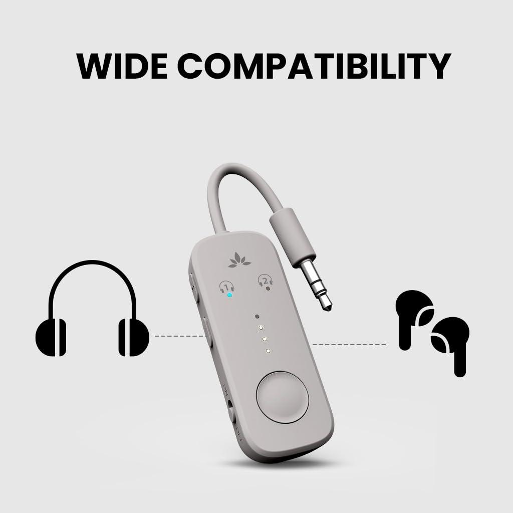 Avantree Relay - Premium Airplane Bluetooth 5.3 Adapter, Supports 2 AirPods or Headphones with aptX Adaptive, 3.5mm AUX Jack Wireless Audio Transmitter for Planes, Airline, Travel, TV - Image 4