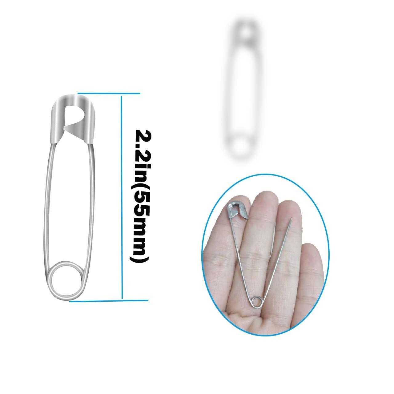 80 Large Extra Large Safety Pins - 2.2 inch (55mm) Heavy Duty Stainless Steel Pins for Sewing, Baby Clothing, Diapers, Laundry, Decorations - Image 2