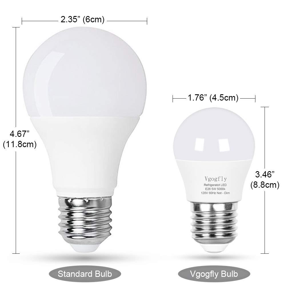 Vgogfly LED Refrigerator Light Bulb 40W Equivalent 120V A15 Fridge Waterproof Bulbs 5 W Daylight White 5000K E26 Medium Base Freezer Home Lighting Lamp Non-dimmable(2 Pack) - Image 5