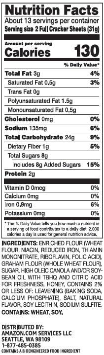 Amazon Brand - Happy Belly Honey Graham Crackers, 14.4 ounce (Pack of 1) - Image 2