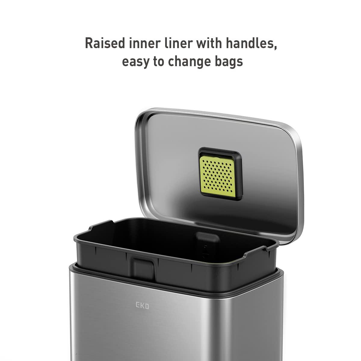 EKO Madison Matte Stainless 50 Liter/13.2 Gallon Step Trash Can with Inner Liner & Odor Filter Refills for Trash Can and Compost Bin, Activated Charcoal Deodorizer - Image 3