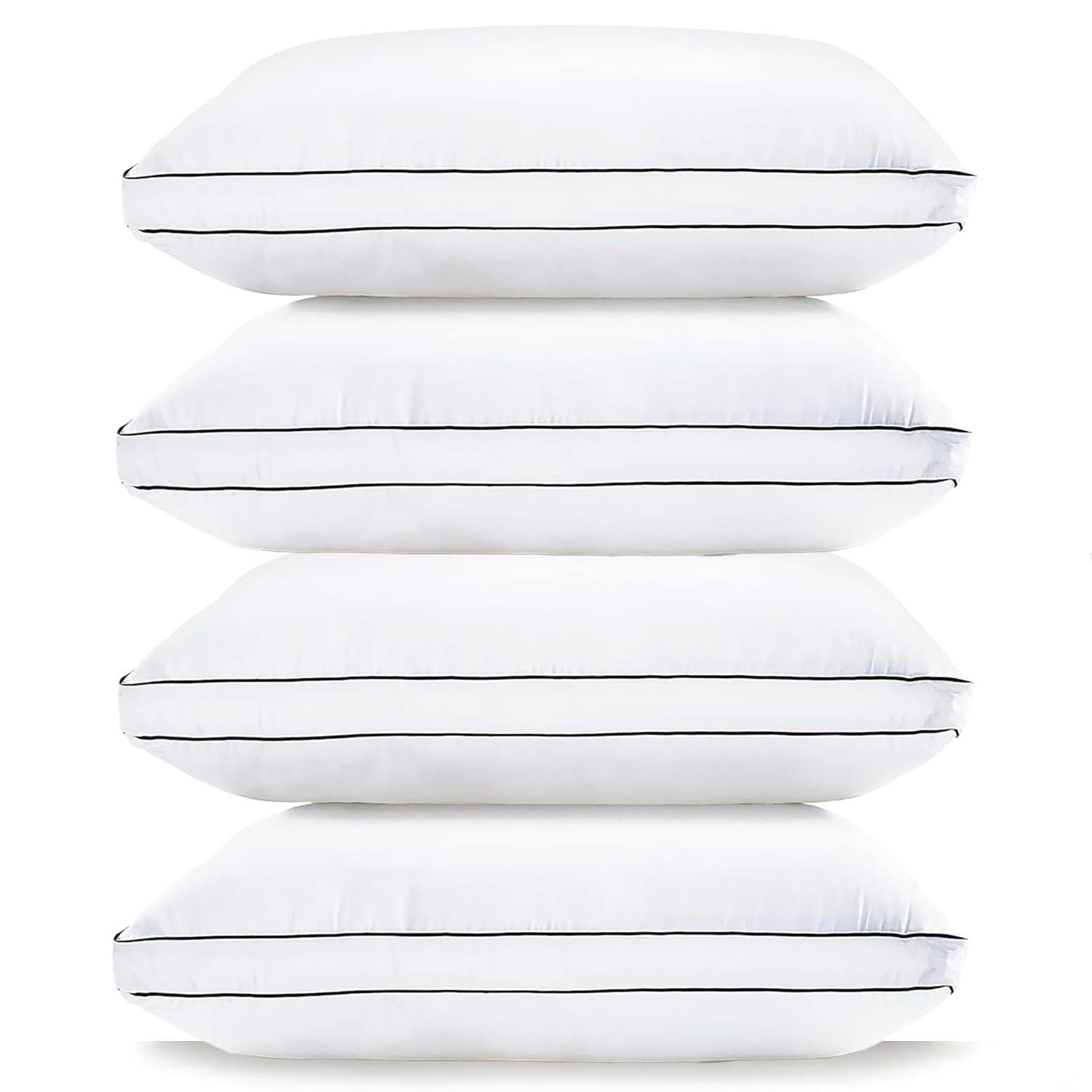 LANE LINEN Pillows Standard Size Set of 4 (20"x26") - Soft Gusseted Bed Pillow for Back, Stomach or Side Sleepers - Hotel Quality Down Alternative Standard Pillows Pack of 4 - White