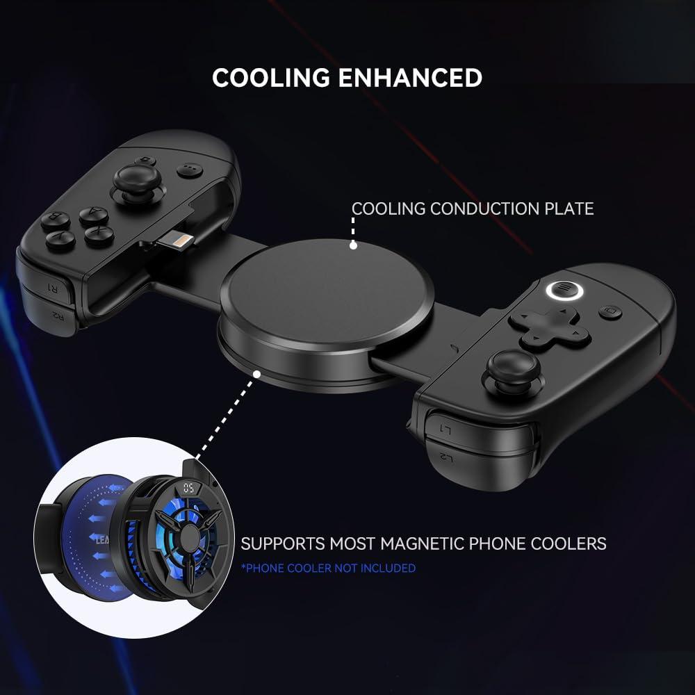 Leadjoy M1 Mobile Gaming Controller for iPhone (Lightning) with Cooling Conduction Plate, Hall Effect Joysticks, iPhone Controller with Turbo Function, Pass-throughing Charging - Image 2