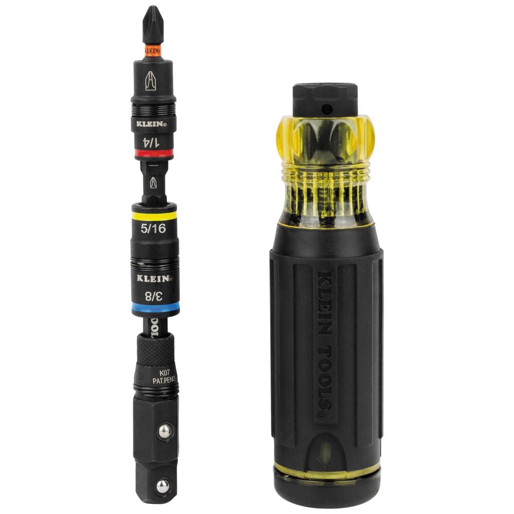 Klein Tools 32517HD KNECT 17-in-1 Impact-Rated Hybrid Screwdriver/Nut Driver, Magnetic, Flip Socket, 11 Bits, 3 Nut Drivers, Bit Holder, Square Adapter