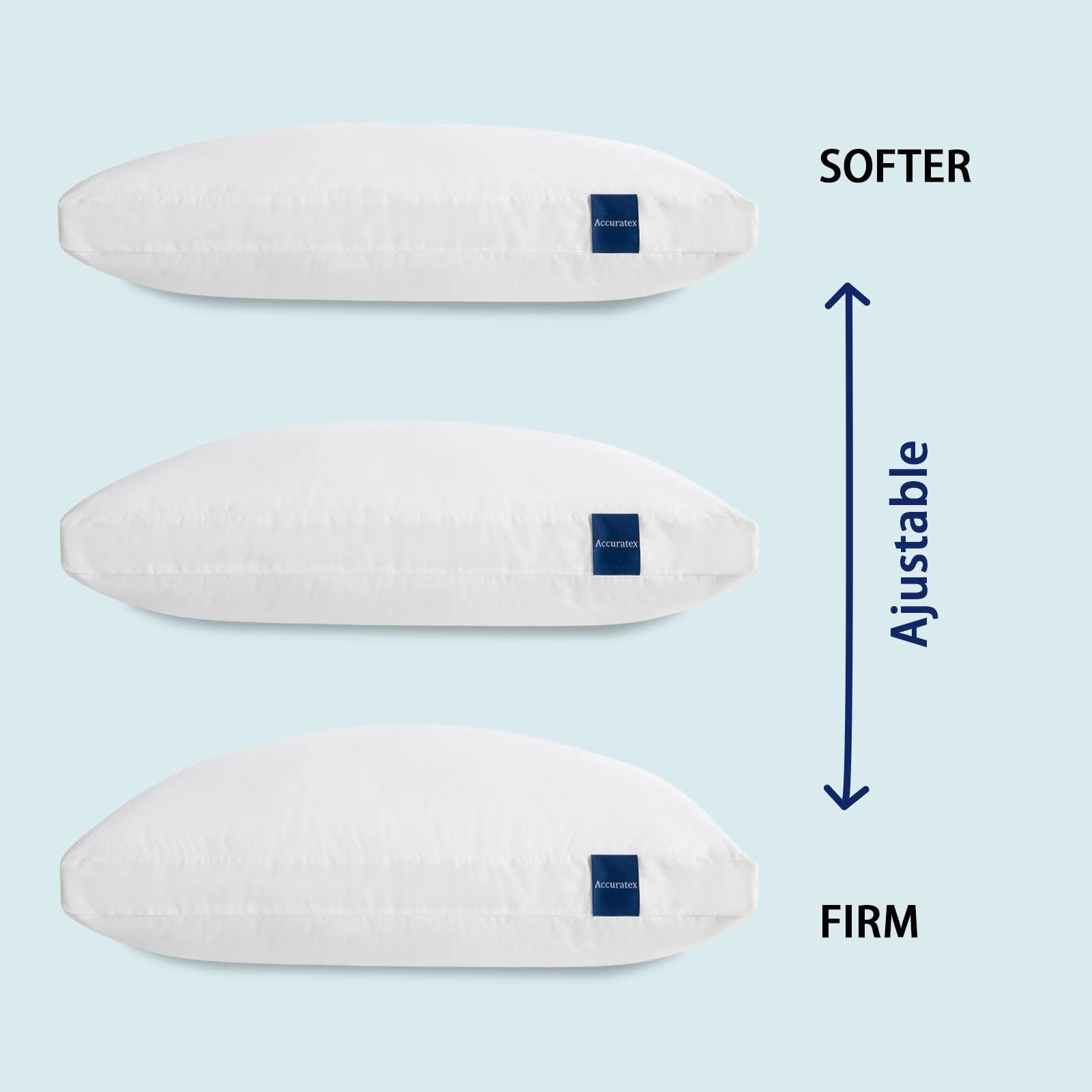 ACCURATEX Pillows King Size Set of 2, Hybrid Shredded Memory Foam Pillow[Adjustable Loft], Fluffy Down Alternative Fill Removable Cotton Cover, Firm Supportive Pillow for Side Back Sleepers - Image 2