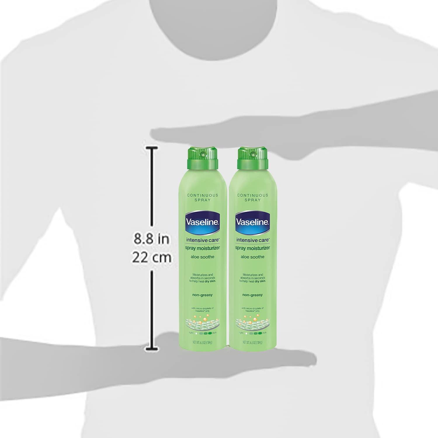 Vaseline Aloe Soothe Spray 2-Pack – Non-Greasy, Fast-Absorbing All-Over Soothing Moisturizer for Dry Skin, 6.5 Oz Ea - Image 8