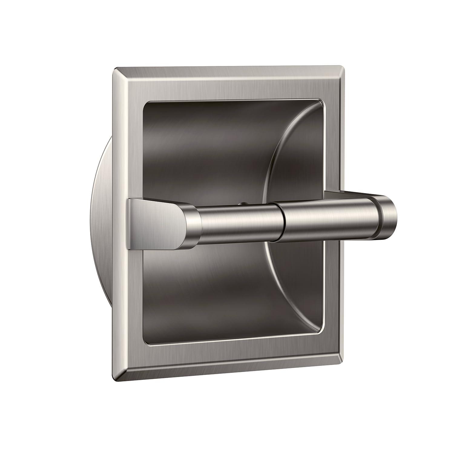 FORIOUS Recessed Toilet Paper Holder, Stainless Steel Durable Tissue Roll Holder Wall Mount for Bathroom Space Saving Design with Mounting Bracket, Wall Toilet Paper Dispenser Insert, Brushed Nickel