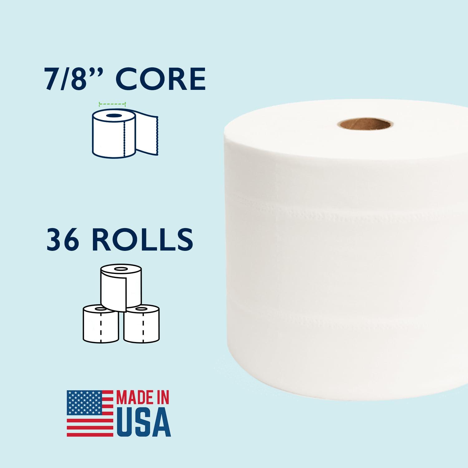 Morcon M1000 Compact Small Core Coreless Alternative, Premium Bath Tissue Roll, High Capacity Commercial Toilet Paper 2 Ply, Soft & Absorbent Tissue, 1000 Sheet Toilet Paper Per Roll, 36 Rolls - Image 6