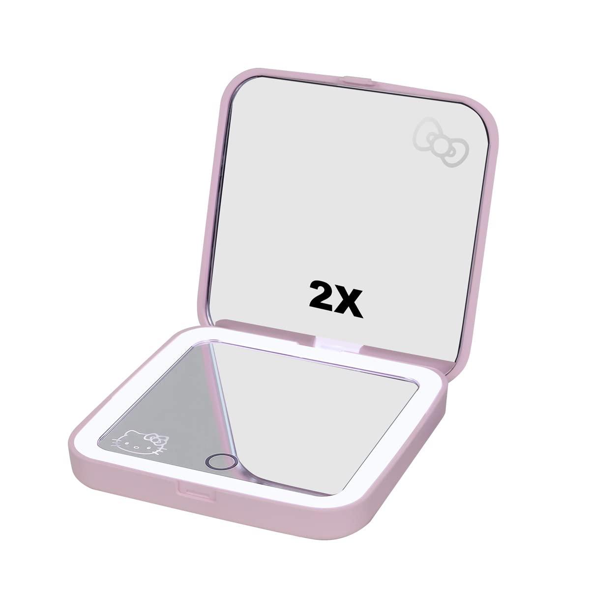 Impressions Vanity Hello Kitty Supercute Compact Mirror with Touch Sensor Switch for Adjustable Brightness, Lighted Makeup Mirror with LED Lights and 2X Magnifying Mirror Top (Pink) - Image 4