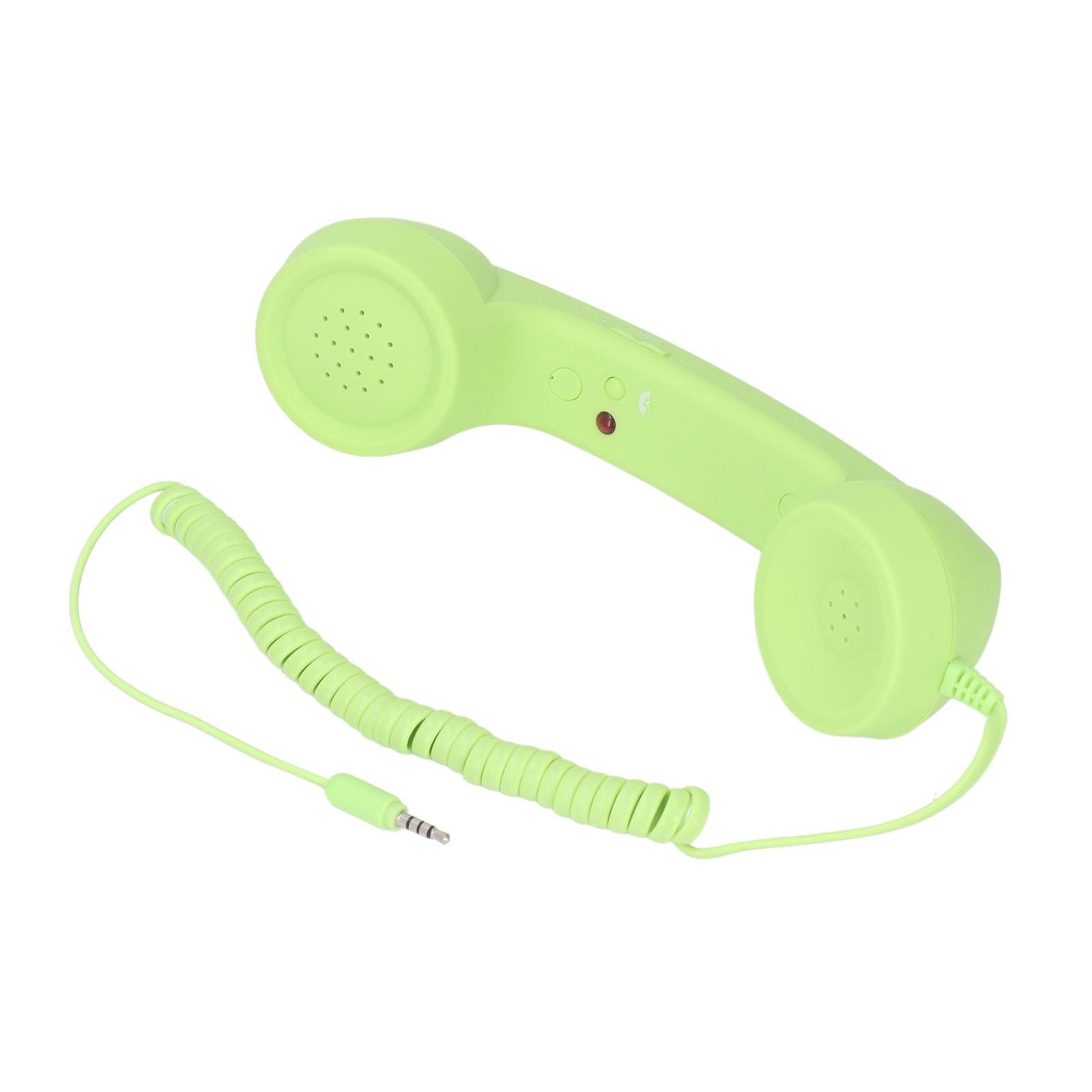 3.5mm Vintage Retro Telephone Handset, Cell Phone Receiver, Radiation Proof Retro Handset, Microphone Speaker for Cellphone Smartphone, Handheld Old Telephone Headset (Green)