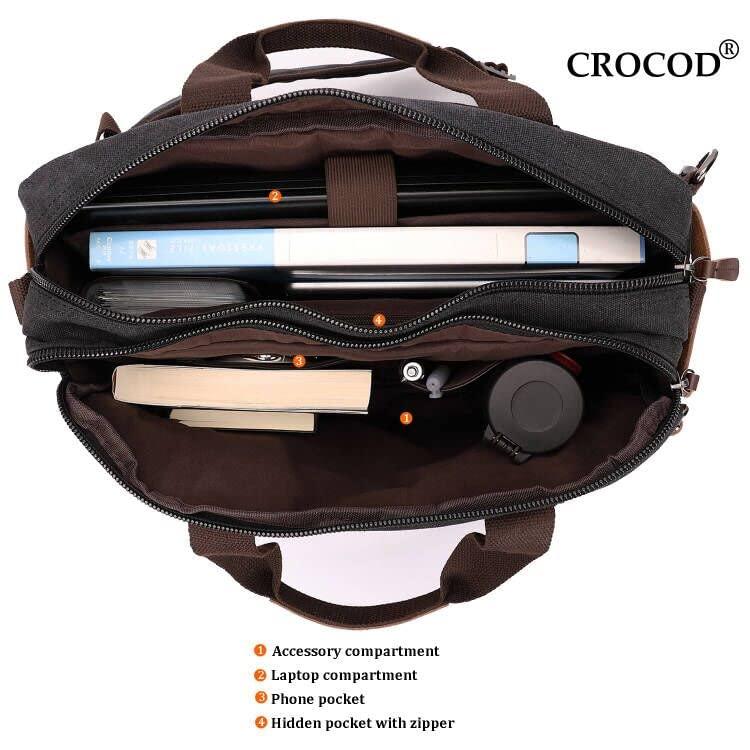 CROCOD 3 in 1 Convertible Laptop Backpack, 17.3 inch Messenger Bag for Men, Multi-Functional Travel Laptop Bag for College Men Women (17.3 Inch, Black) - Image 6