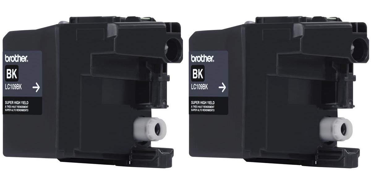Brother Genuine Ultra High Yield Black Ink Cartridge 2-Pack, LC109BK, Replacement Black Ink, Page Yield Up to 2,400 Pages Each, LC109