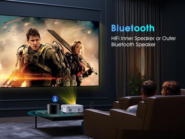 Projector,Mini Projector with Projector Stand,Bluetooth Projector 1080P Full HD Supported Portable Projector,Outdoor Projector for Home Theater, Projector Compatible with TV Stick, HDMI, Phone - Image 5