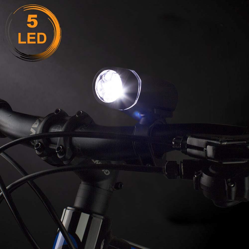 BV Bike Lights, Super Bright with 5 LED Bike Headlight & 3 LED Rear, Bike Lights for Night Riding with Quick-Release, Waterproof Bicycle Light Set, Bike Accessories, Bicycle Accessories, Flashlight - Image 2
