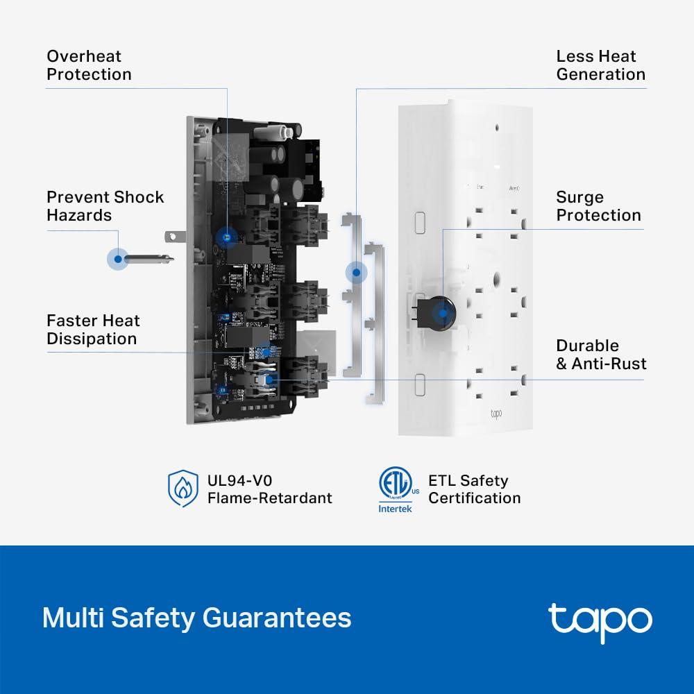 TP-Link Tapo Smart Plug Outlet Extender, Surge Protector, 18W Fast Charging, 3 Individual Smart Outlets, 1x USB-C & 2X USB-A, Smart Night Light, Works w/Apple HomeKit, Alexa & Google Home, Tapo P306 - Image 8