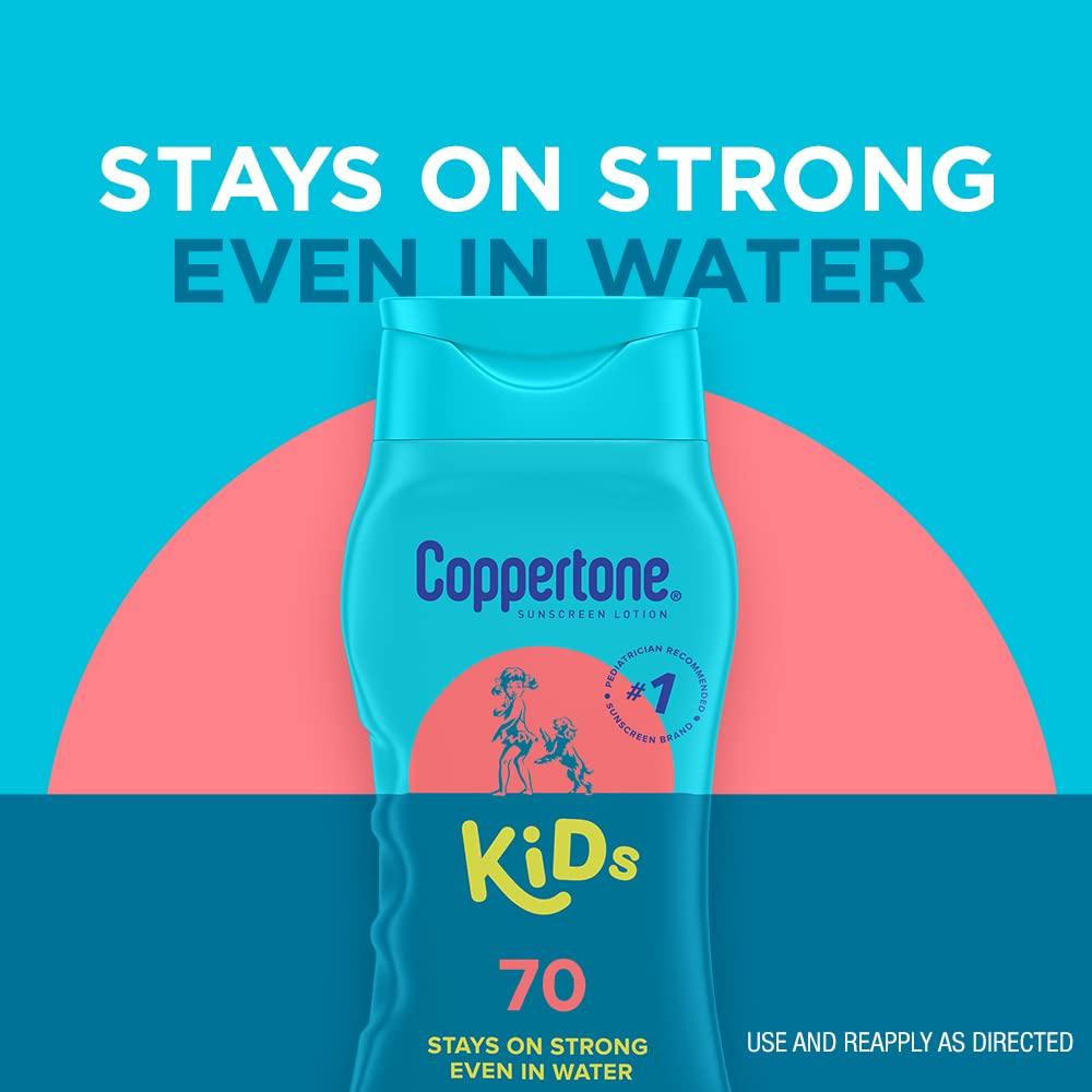 Coppertone Kids Sunscreen Lotion SPF 70, Water Resistant Sunscreen for Kids, 8 Fl Oz Bottle - Image 3