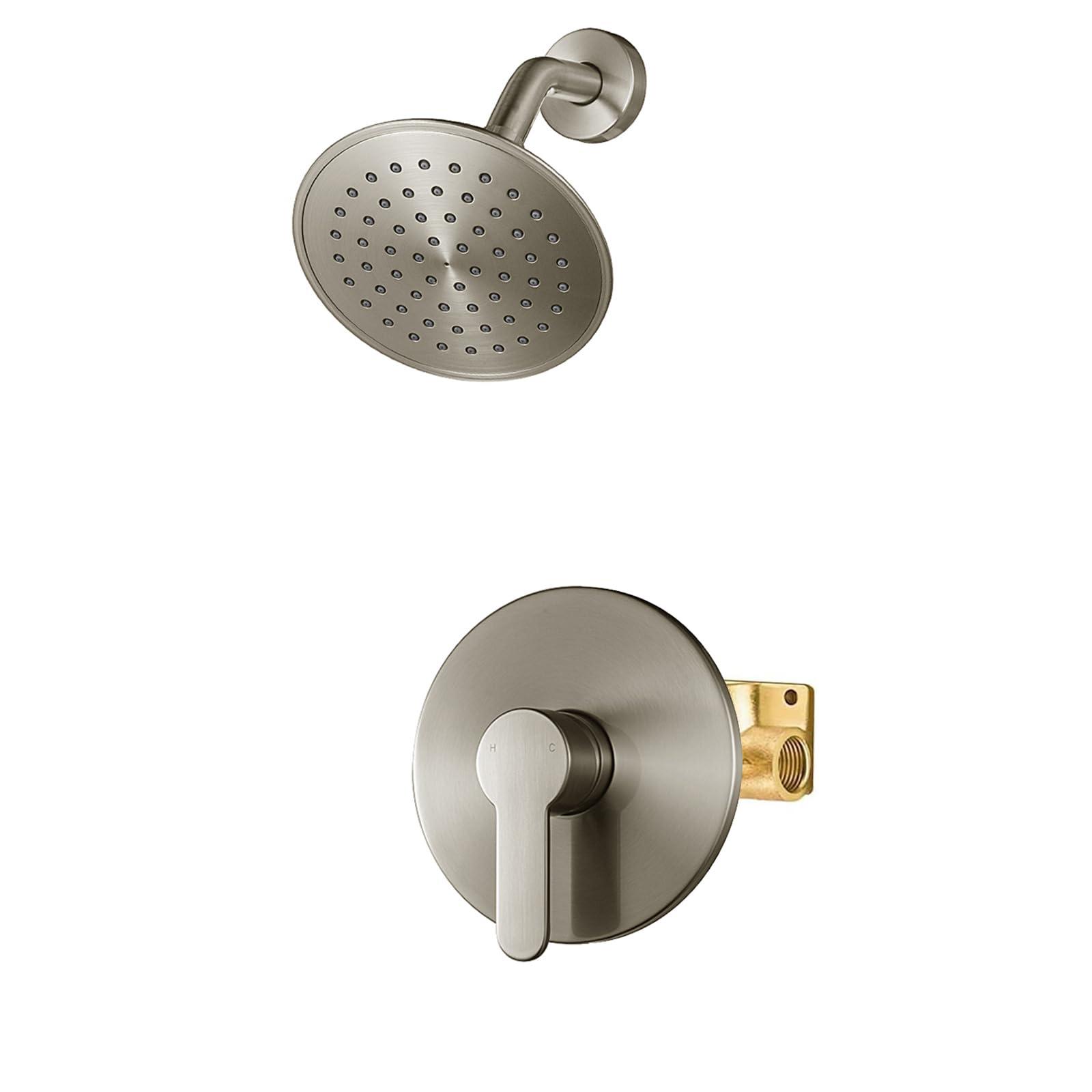 WRISIN Shower Faucet Set Brushed Nickel, Shower Valve Kit with 6 Inch Showerhead - Image 1