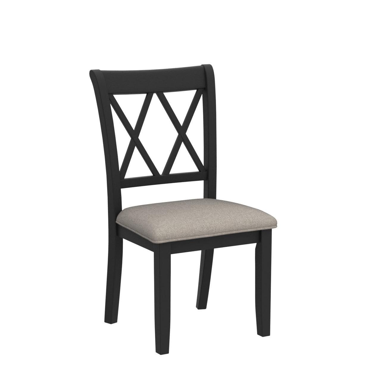 Roundhill Furniture Windvale Fabric Upholstered Dining Chair, Set of 2, Black - Image 5
