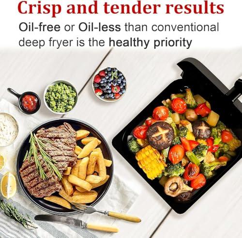 WHUTO Air Fryer, 6.2QT Air Fryer Oven with LED Digital Touchscreen, 12 Preset Cooking Functions Air fryers, Bake, Reheat, Keep Warm, Nonstick and Dishwasher-Safe Basket, Stainless Steel/Black - Image 5