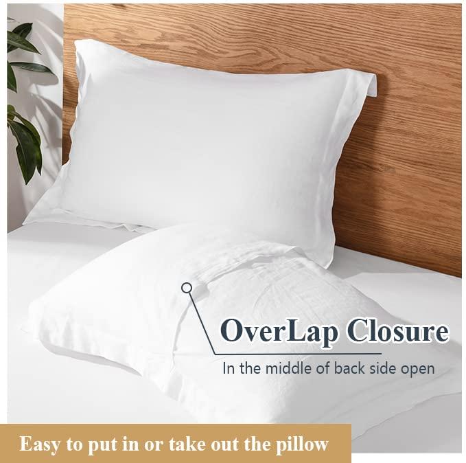 Simple&Opulence 100% Linen Pillow Case King Size Set of 2, Pillow Covers with Overlap Closure, Luxury Breathable Pillowcases Suitable for All-Season (20" X 36", White) - Image 4