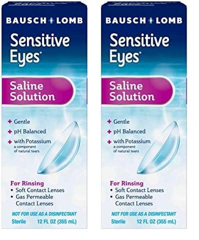 Bausch & Lomb Sensitive Eyes Contact Lens Solution Saline Solution for Sensitive Eyes, Soft Contact & Gas Permeable Lenses, 12 Fl Oz (Pack of 2)