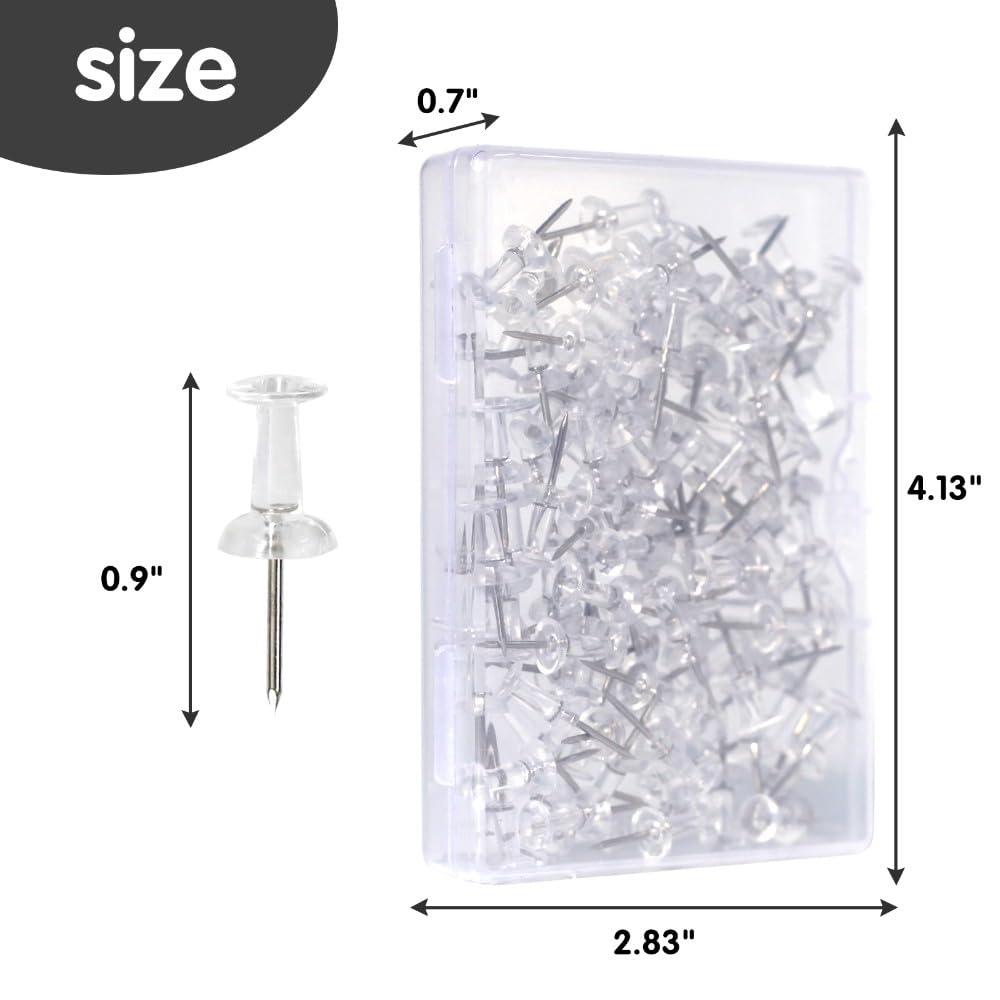 120-Pack Push Pins for Bulletin Board, Thumb Tacks with Clear Plastic Tip and Steel Tip, Portable and Durable Wall Tacks Suitable for Cork Board, Office and Daily Life - Image 2