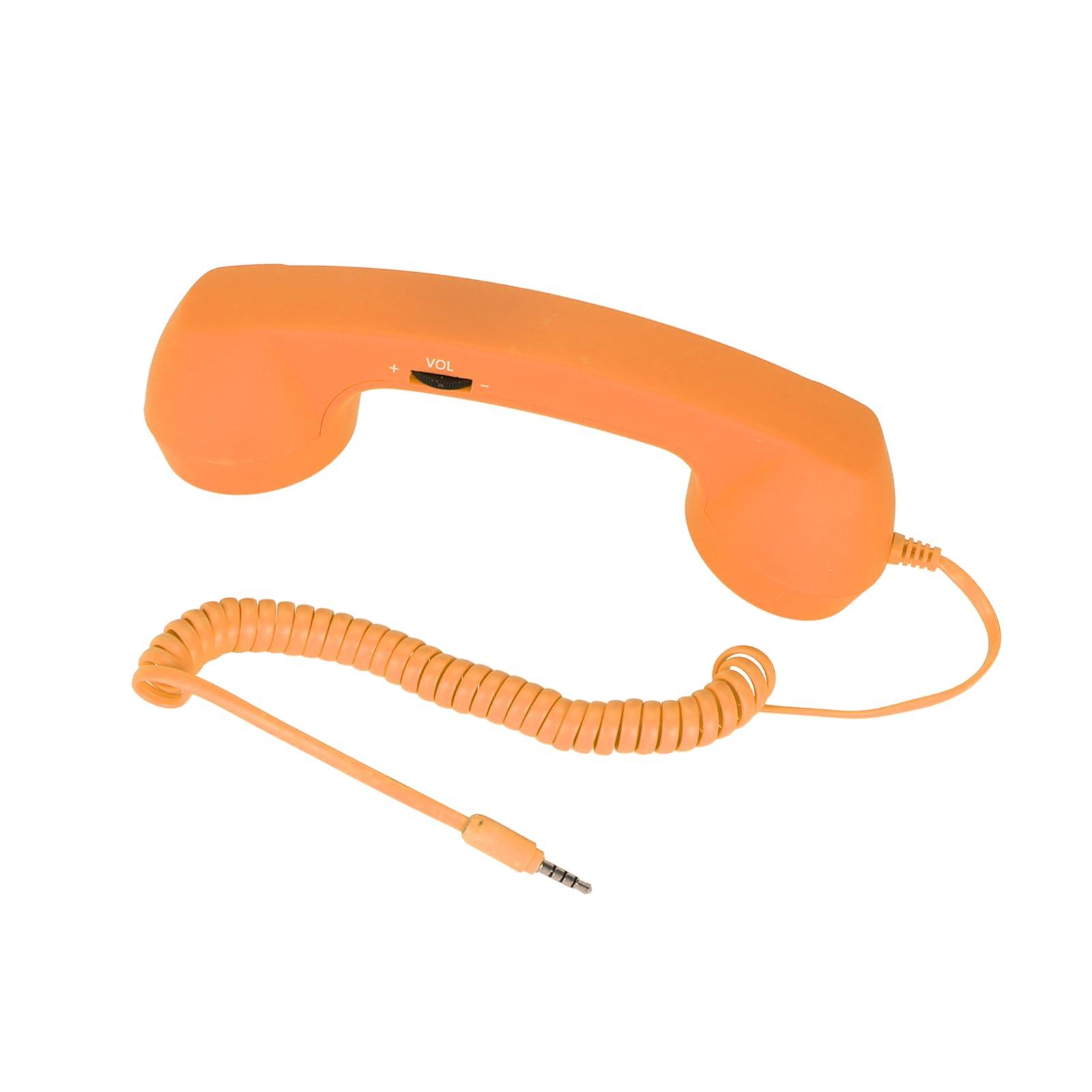 Retro Telephone Handset, 3.5mm Cell Phone Receiver Mic, Microphone Speaker Vintage Retro Telephone Handset for Smartphone (Orange) - Image 5