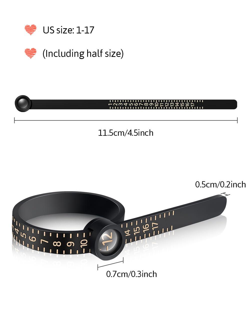 Meowoo Ring Sizer Measuring Tool with Magnifier, for Ring Measurer and Ring Sizer Clear and Intuitive Reading. Plastic Ring Sizer with Lens, 1-17 - Image 3