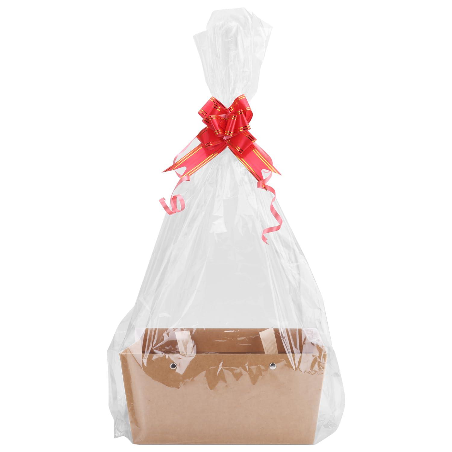 5 Pcs Brown Basket for Gifts Empty DIY Bulk Party Gift Basket Kit with Handles with 5 Bag 5 Bow Market Tray for Gift Packages Wrapping Anniversary Birthday Wedding Party Gift(9.8 x 6.7 x 4.3 In) - Image 9
