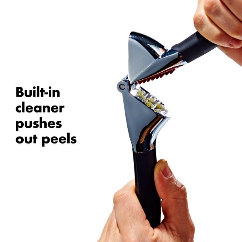 OXO Good Grips Heavy Duty Garlic Press, Die-Cast Zinc, Black - Image 5