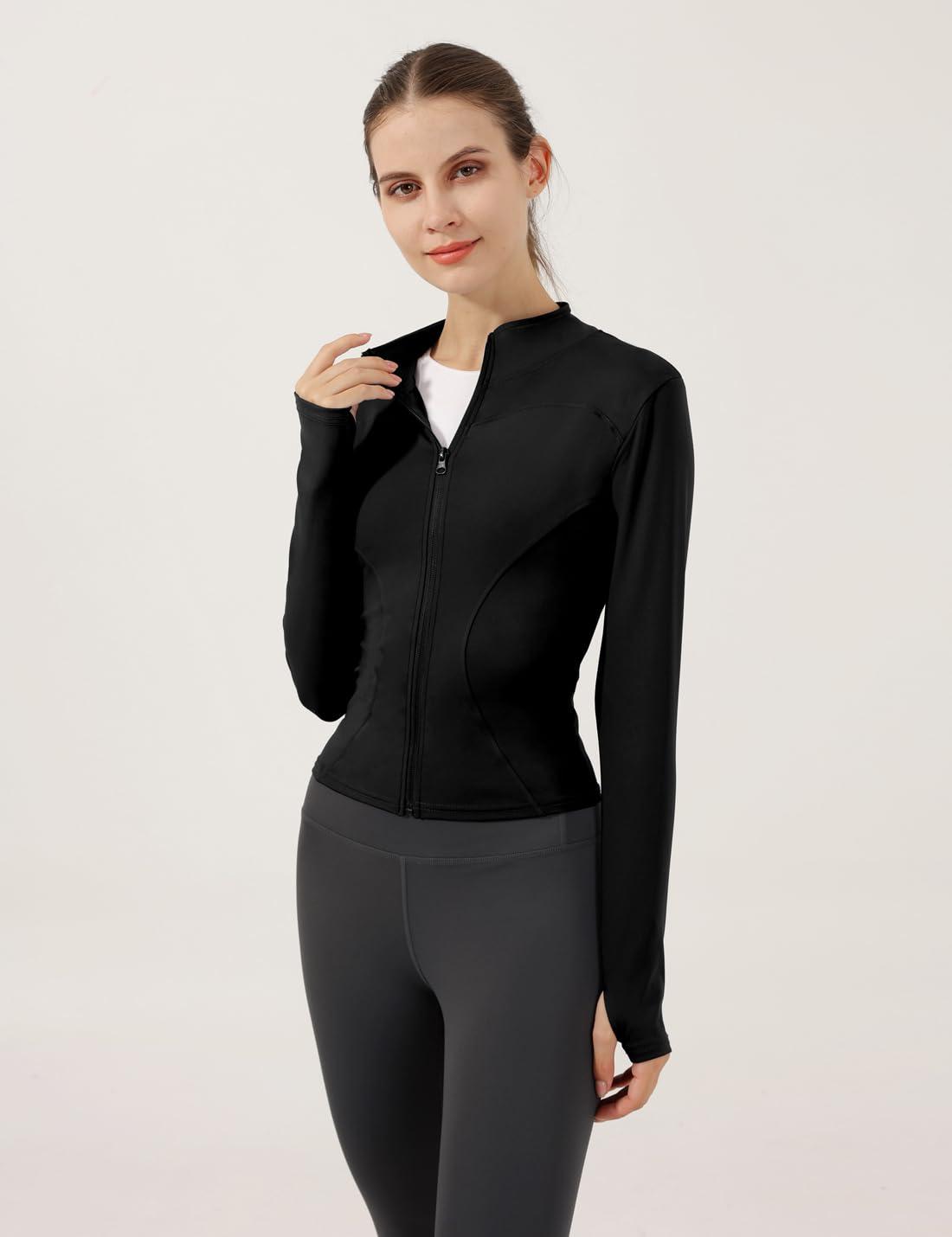 Gacaky Women's Slim Fit Lightweight Athletic Full Zip Stretchy Workout Running Track Jacket with Thumb Holes - Image 6