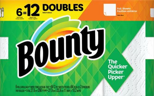 Bounty Full Sheet Paper Towels, White, 6 Double Rolls = 12 Regular Rolls - Image 2
