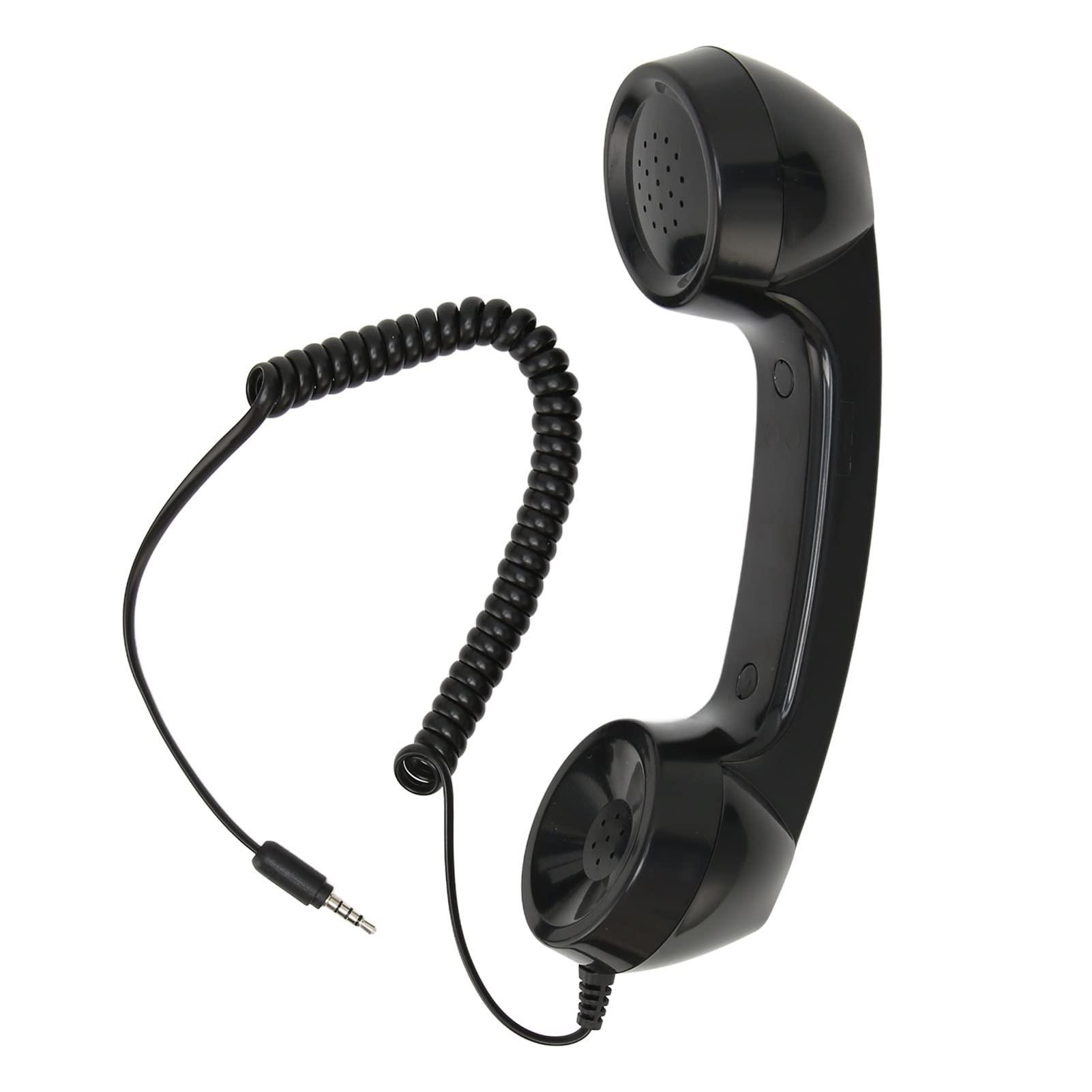 Retro Phone Handset, Radiation Proof Handheld Cell Phone Receiver, Handheld Receiver with Volume Controlfor Mobile Phones for Smartphones and PC with 3.5mm Headphone Jack (Black) - Image 9
