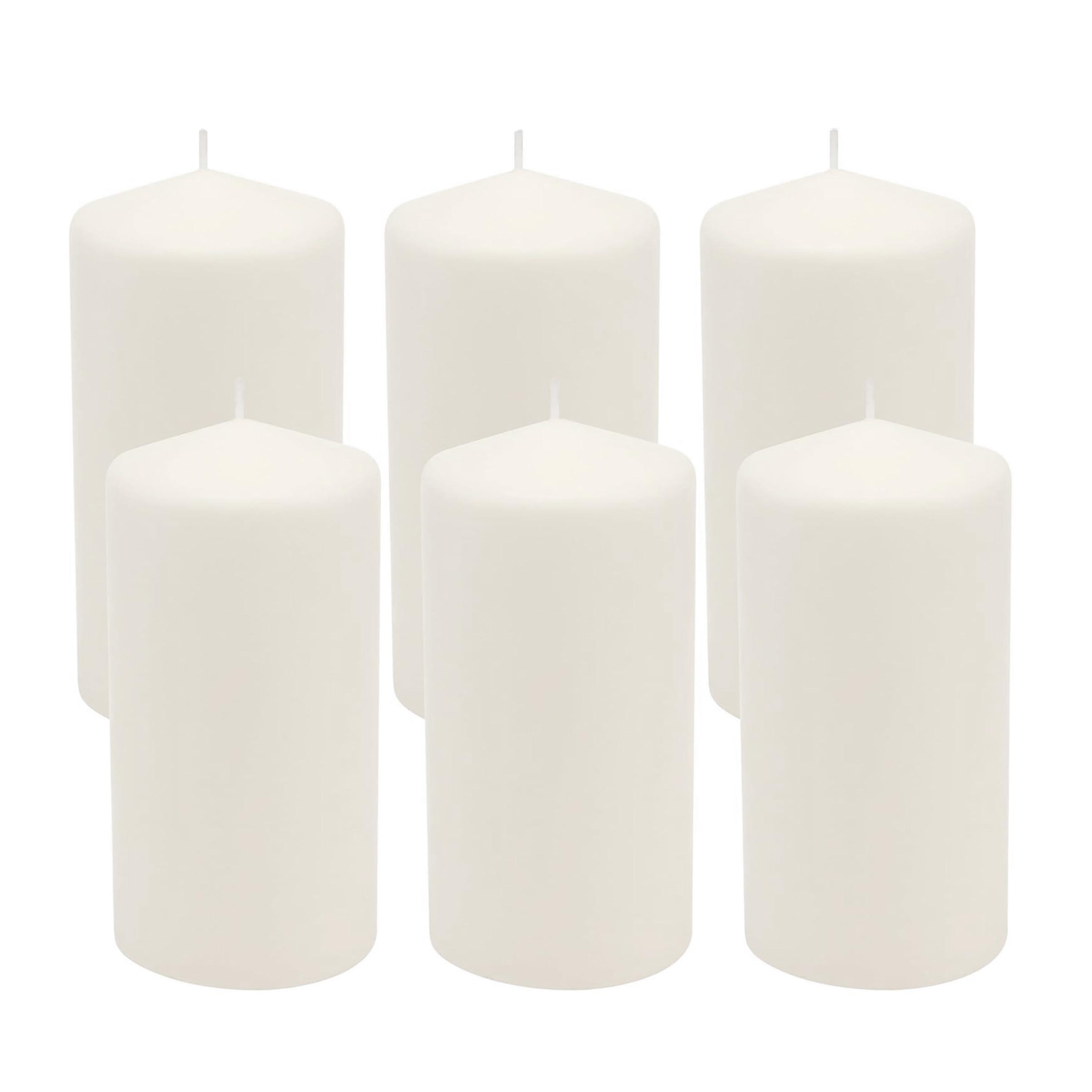 Stonebriar Unscented White Tall Pillar Candles, 65 Hour Burning Candle Pillars, Perfect for Decor, Weddings, Emergencies 3" X 6", 6 count