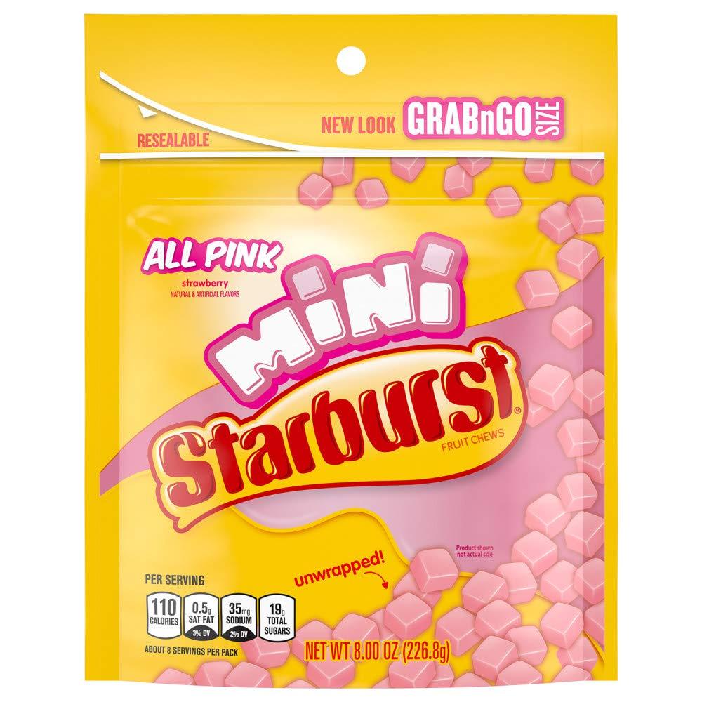 STARBURST Minis All Pink Fruit Chews Candy, 8 Oz Grab N Go Resealable Bag (Pack Of 8) - Image 1