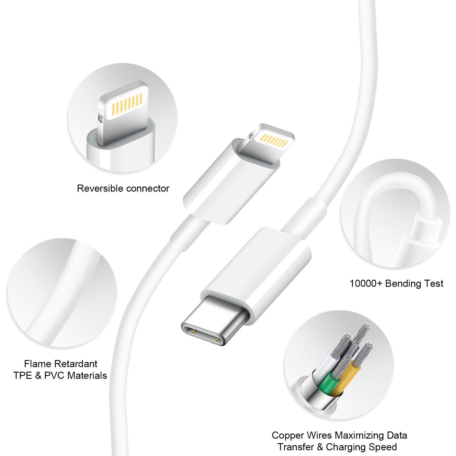 iPhone Charger Fast Charging USB C Charger Block Type C Chargers Fast Charging 20W PD Wall Chargers with 6FT Cord for iPhone 14/14 Pro Max/13/13 Max/12/12 Pro Max/iPad - Image 2