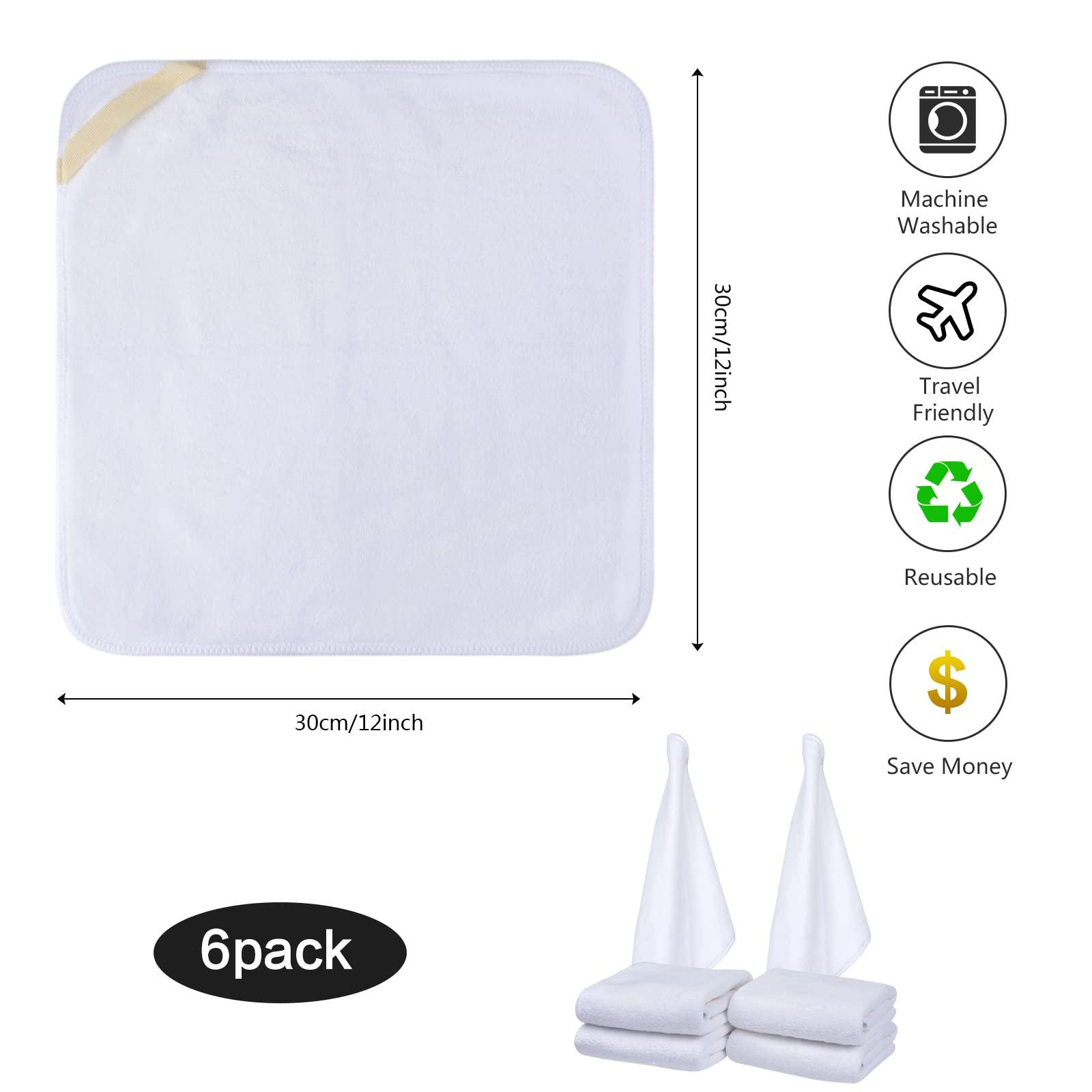 SINLAND Microfiber Facial Cloths Fast Drying Washcloth 12inch x 12inch White 6 pack - Image 2