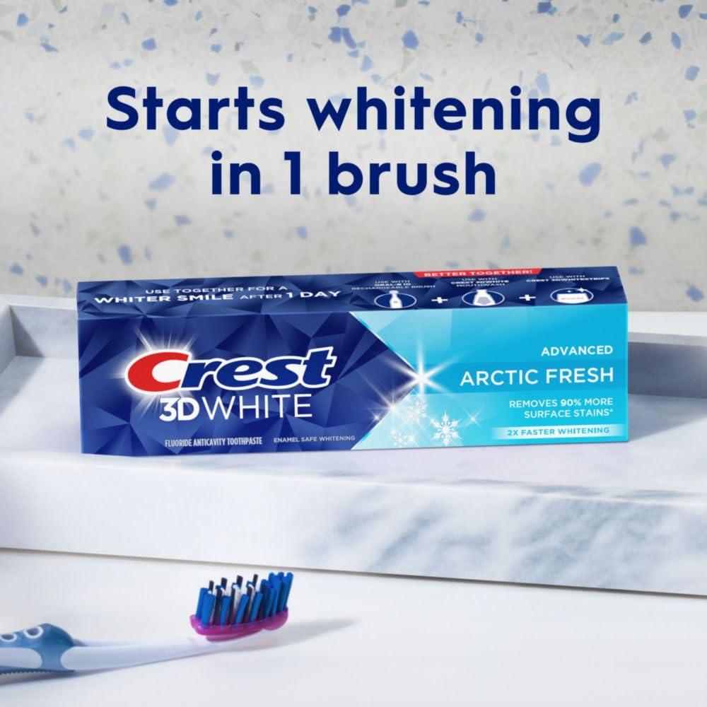 Crest 3D White Advanced Teeth Whitening Toothpaste, Arctic Fresh, 3.3 oz, Pack of 3 - Image 6