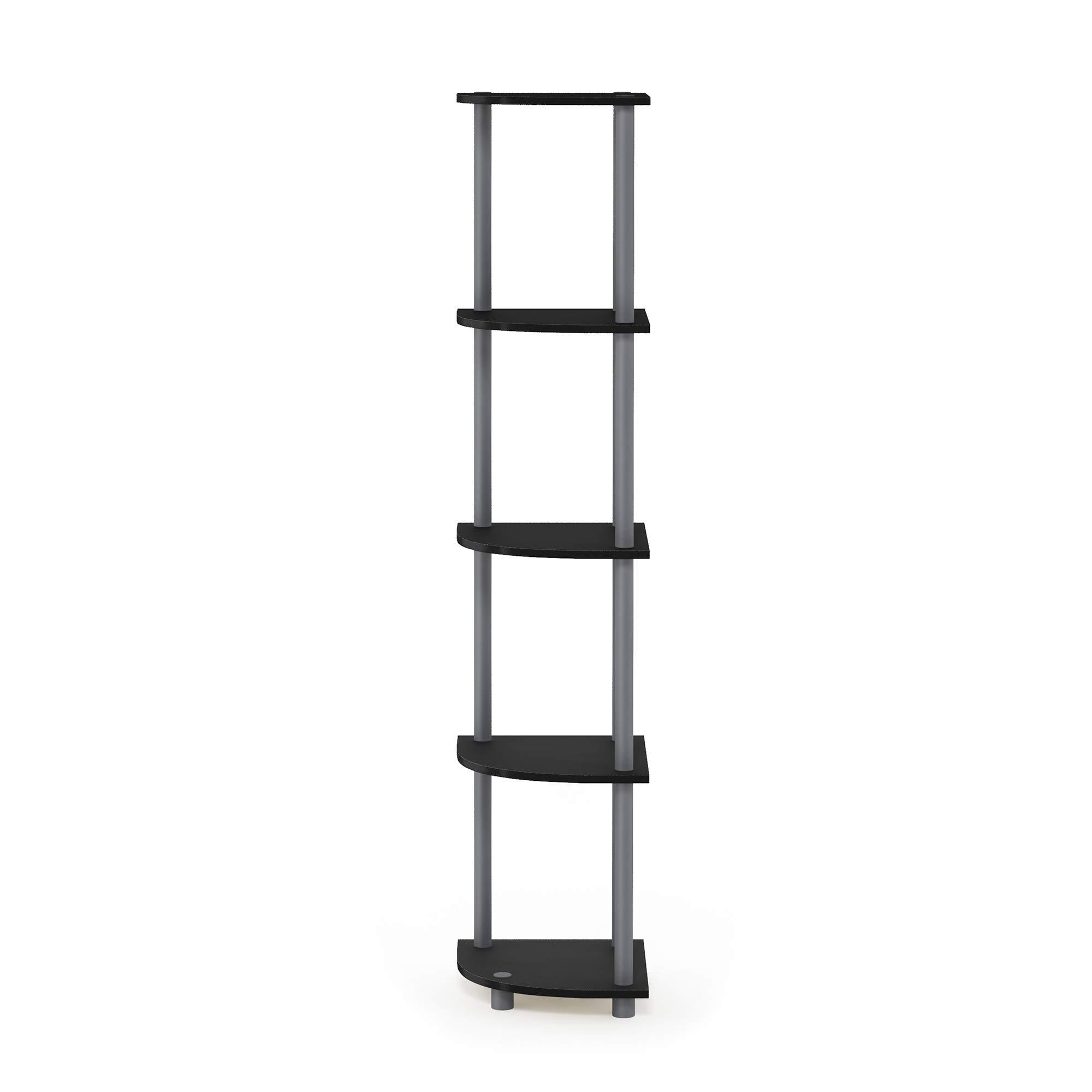 Furinno Turn-N-Tube 5 Tier Corner Display Rack Multipurpose Shelving Unit, 1-Pack, Black/Grey - Image 7
