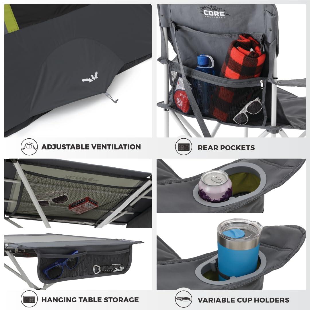 CORE 4 Person Instant Cabin Tent Camping Set | Includes 1 Pop Up Tent with 60 Second Setup, 1 Outdoor Table & 2 Camp Chairs | Perfect for Family Car Camping with Included Carry Bag - Image 5